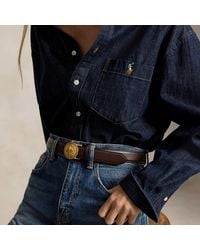 Polo Ralph Lauren - Crest Plaque-Buckle Leather Belt - Lyst