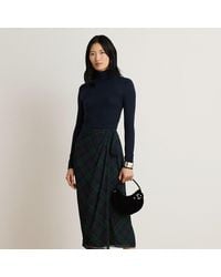 Ralph Lauren - Plaid Tie-Front Georgette Midi Skirt - Lyst