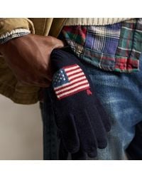 Ralph Lauren - Flag-Intarsia Wool-Blend Touch Gloves - Lyst