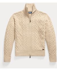 Polo Ralph Lauren - Aran-Knit Wool-Alpaca Full-Zip Jumper - Lyst
