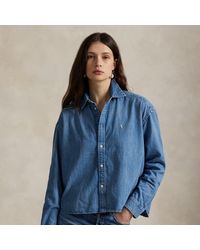 Ralph Lauren - Cropped Boxy Denim Shirt - Lyst