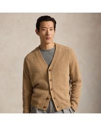 Polo Ralph Lauren - Suede-Patch Wool-Cashmere Cardigan - Lyst