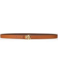Ralph Lauren - Schmaler Wendbarer Ledergürtel Mit Logo - Lyst