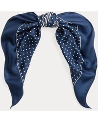 Ralph Lauren - Polka-Dot Crest Silk Square Scarf - Lyst