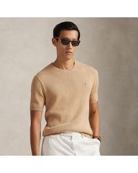 Ralph Lauren - Rib-Knit Cotton Short-Sleeve Sweater - Lyst