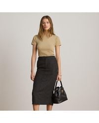 Ralph Lauren - Chalk-Stripe Linen Pencil Midi Skirt - Lyst
