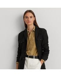 Lauren by Ralph Lauren - Ralph Lauren Belted Cotton-linen Herringbone Jacket - Lyst