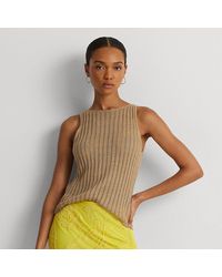 Lauren by Ralph Lauren - Ralph Lauren Rib-knit Linen Sleeveless Sweater - Lyst