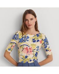 Lauren by Ralph Lauren - Camiseta de algodón elástico con flores - Lyst