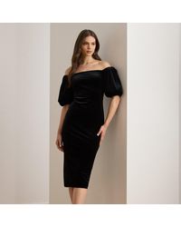 Ralph Lauren - Ralph Lauren Velvet Bubble-Sleeve Cocktail Dress - Lyst