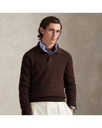 Polo Ralph Lauren - Pull Col Polo Texturé En Laine Et Coton - Lyst