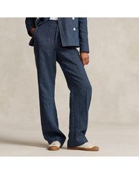Ralph Lauren - Pinstripe Linen Straight-leg Trouser - Lyst