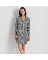 Lauren by Ralph Lauren - Striped Cotton Jersey Sleep Shirt - Lyst