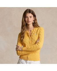 Polo Ralph Lauren - Cable-knit Cotton Crewneck Cardigan - Lyst
