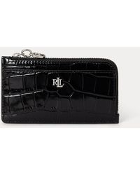 Ralph Lauren - Croc-Embossed Leather L-Zip Card Case - Lyst