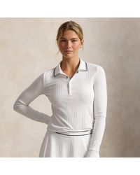 Ralph Lauren - Slim Fit Rib-Knit Long-Sleeve Polo Shirt - Lyst