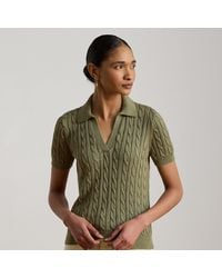 Ralph Lauren - Cable Cotton-Blend Short-Sleeve Jumper - Lyst