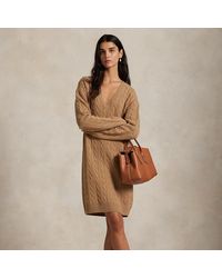 Ralph Lauren - Abito in maglia a trecce lana e cashmere - Lyst