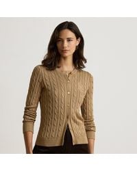 Ralph Lauren - Cable-Knit Cotton-Blend Cardigan - Lyst