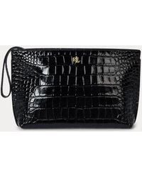 Ralph Lauren - Große Lederpochette Mit Krokodilprägung - Lyst