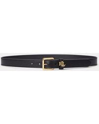 Ralph Lauren - Logo-Keeper Skinny Leather Belt - Lyst