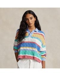 Polo Ralph Lauren - Stripe Brand-embroidered Cable-knit Knitted Polo Shirt X - Lyst