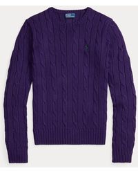 Polo Ralph Lauren - Baumwoll-Rundhalspullover Mit Zopfmuster - Lyst