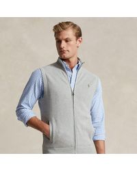 Ralph Lauren - Mesh-knit Cotton Full-zip Sweater Vest - Lyst
