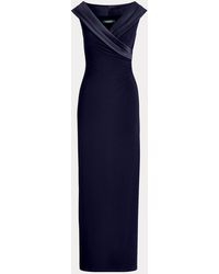 Ralph Lauren Abito lungo jersey spalle scoperte - Blu