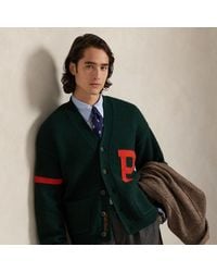 Polo Ralph Lauren - Wool V-Neck Letter Cardigan - Lyst