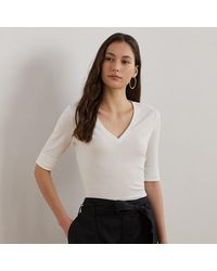 Ralph Lauren - Maglietta in cotone con scollo a V - Lyst