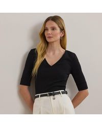 Ralph Lauren - T-Shirt Met V-Hals En Halflange Mouw - Lyst