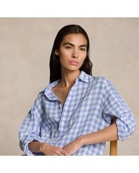 Ralph Lauren - Camisa corta y ancha de lino con cuadros - Lyst