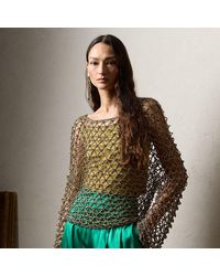 Ralph Lauren Collection - Metallic Hand-crocheted Boatneck Jumper - Lyst