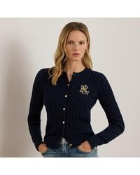 Ralph Lauren - Baumwollstrickjacke Mit Zopfmuster - Lyst
