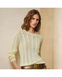 Ralph Lauren Collection - Ralph Lauren Cable-knit Silk Crewneck Sweater - Lyst