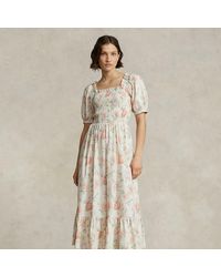 Ralph Lauren - Floral Smocked Cotton Dress - Lyst