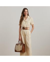 Ralph Lauren - Tuta a maniche corte in lino ricamata - Lyst