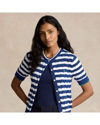 Polo Ralph Lauren - Striped Cable-knit Short-sleeve Cardigan - Lyst