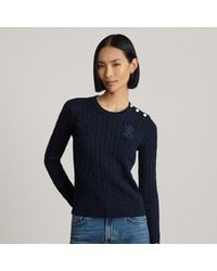 Ralph Lauren - Button-Trim Cable-Knit Jumper - Lyst