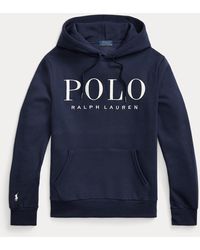 Polo Ralph Lauren Fleece Capuchontrui Met Geborduurd Logo - Blauw