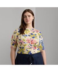Lauren by Ralph Lauren - Plus Größen - Geblümtes T-Shirt mit U-Boot-Ausschnitt - Lyst