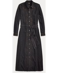 RRL - Besticktes Western-Hemdkleid Aus Denim - Lyst