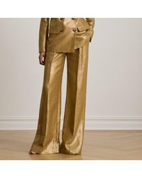 Ralph Lauren - Foiled Linen Wide-Leg Trouser - Lyst