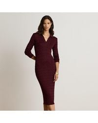 Ralph Lauren - Cable-Knit Cotton-Blend Sweater Dress - Lyst