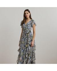 Ralph Lauren - Floral Ruffle-Trim Georgette Gown - Lyst