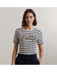 Ralph Lauren - Ralph Lauren Logo Striped Cotton-Blend Jersey Tee - Lyst