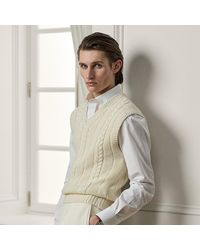 Ralph Lauren - Gilet in maglia di cashmere, seta e lino - Lyst