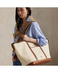 Polo Ralph Lauren - Large Canvas Leather-Trim Shopper Tote - Lyst