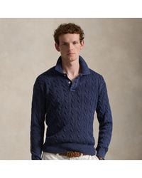 Polo Ralph Lauren - Relaxed Cable Cotton Polo-Collar Jumper - Lyst